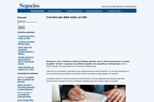 negocios.mx site used Ctr Theme