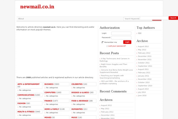 Article Directory theme site design template sample