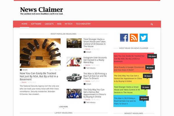 Magazin theme site design template sample