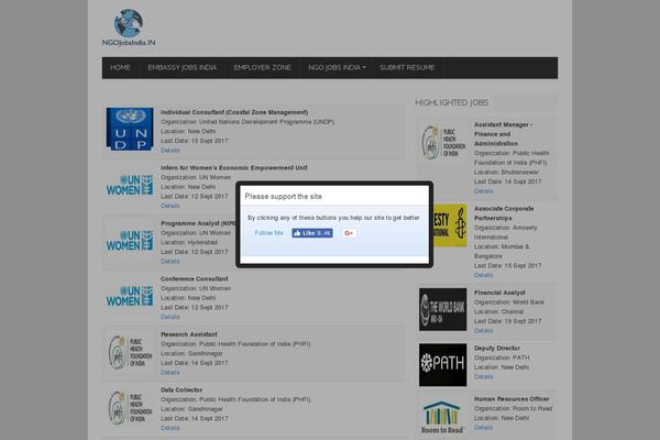Site using Social PopUP - Facebook, Twitter & Google+ plugin
