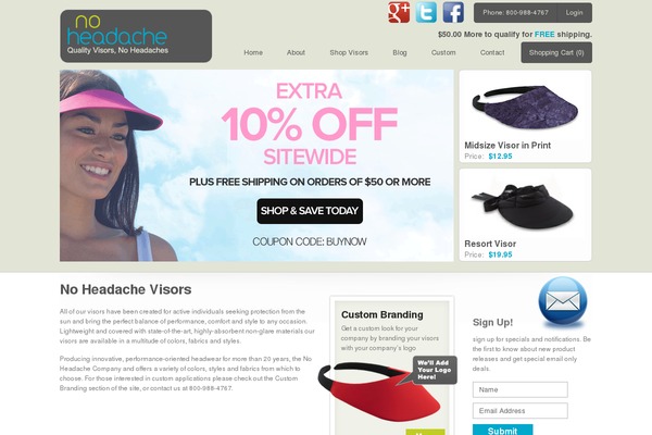 noheadache.com site used Goldencomm