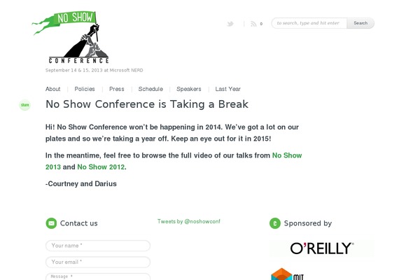 noshowconf.com site used Evento-event-management-wordpress-theme