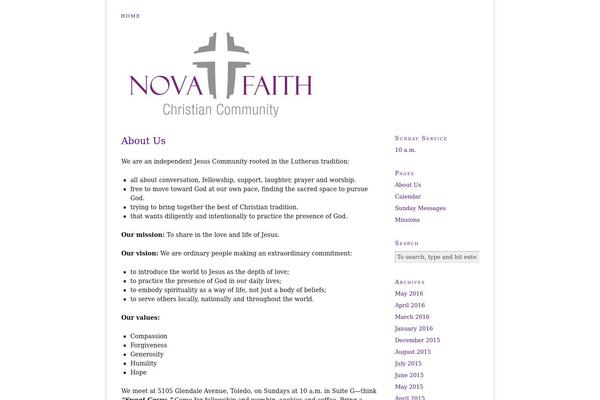 nova-faith.com site used Thesis_18b1