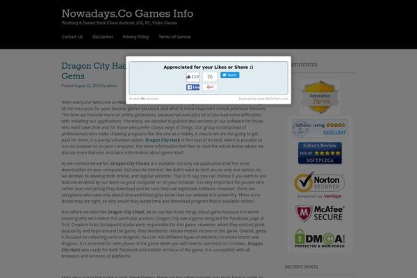Site using Automatic Social Locker plugin