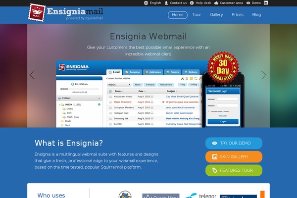 nutsmail.com site used Ensignia