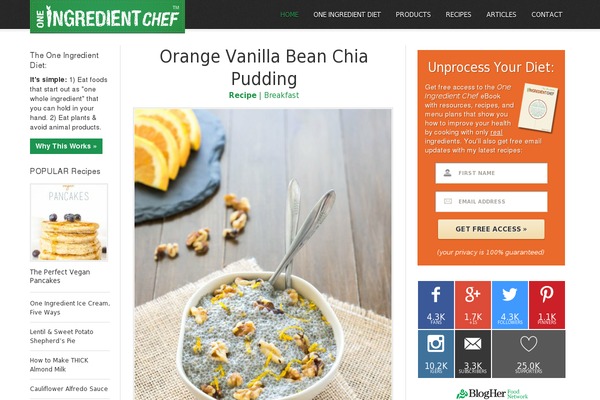 oneingredientchef.com site used Ingredient