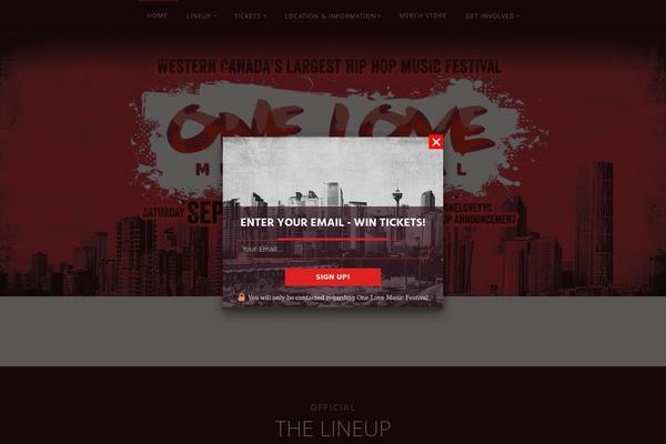 onelovefestival.ca site used Shindig