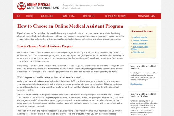 onlinemedicalassistantprograms.com site used Nichev2