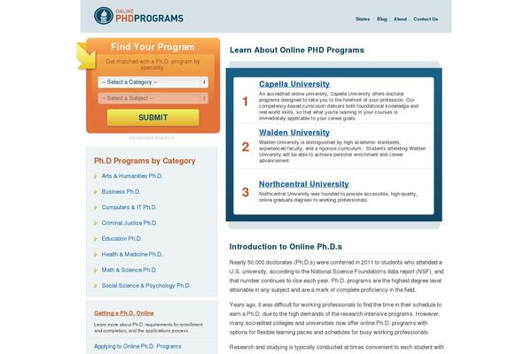 onlinephdprograms.com site used Onlinephdprograms