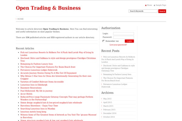 Article Directory theme site design template sample