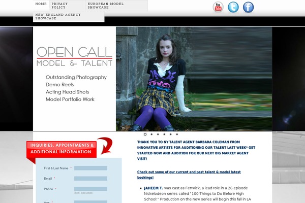 opencallmodelandtalent.com site used Thesis 1.8.4