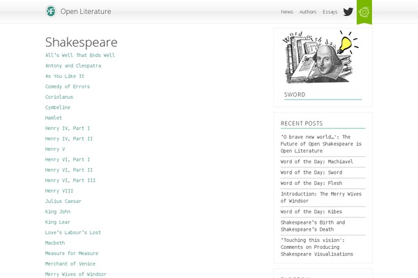 openshakespeare.org site used Wordpress Theme Okfn