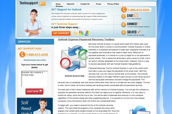 outlookexpresshelp.com site used Techsupportpro
