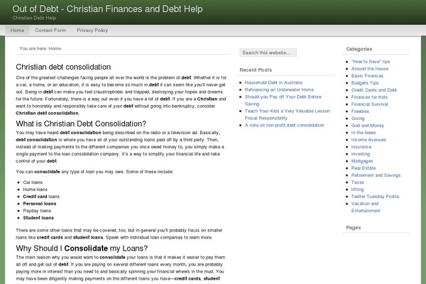 outofdebtchristian.com site used Indika-blog-child