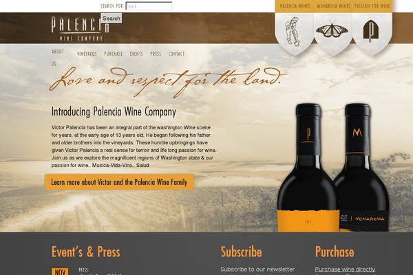 palenciawine.com site used Palencia