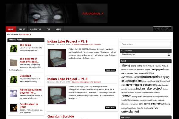 paranormalx.net site used Ariel
