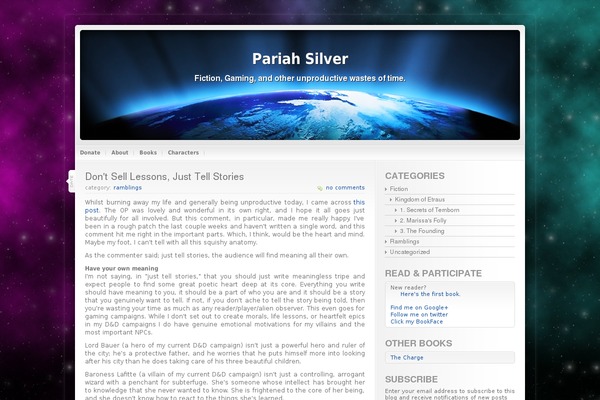 Universe theme site design template sample