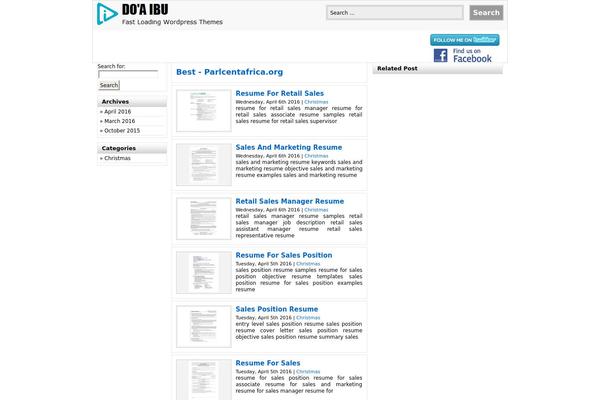 Do’a Ibu theme site design template sample
