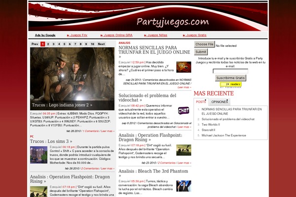 partyjuegos.com site used Transcrip