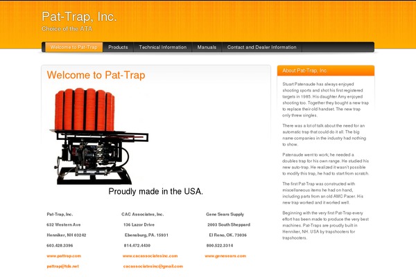 pattrap.com site used Orange and Black