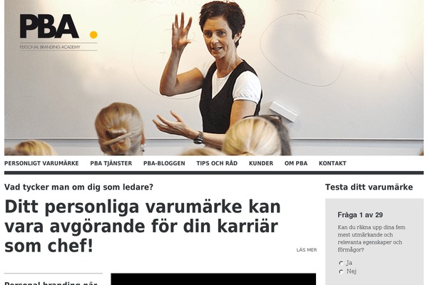 pbacademy.se site used Pba