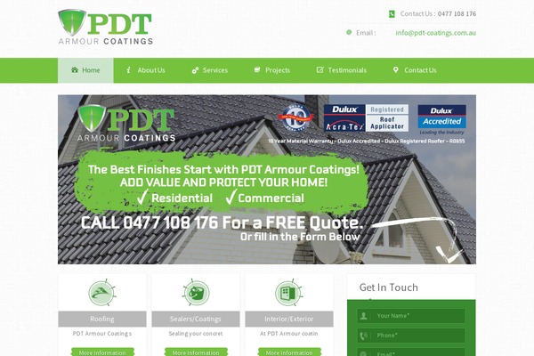pdt-coatings.com.au site used Pdt