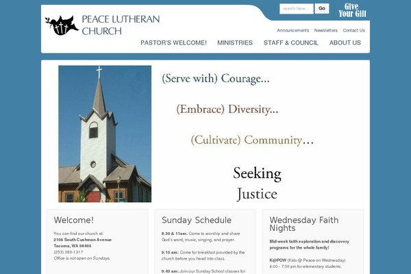peacelutherantacoma.org site used Twenty Nineteen