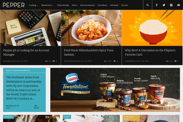 Pepper theme websites examples
