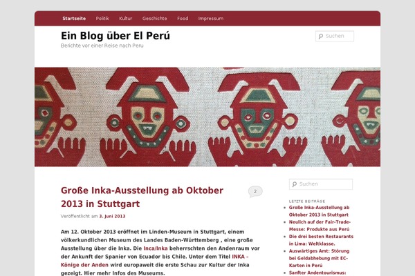 peru2013.de site used Twentyelevenwithsidebar