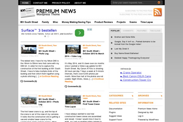 Premiumnews theme site design template sample