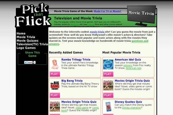 pickthatflick.com site used Cf