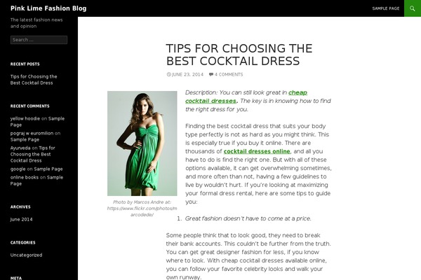 Twenty Fourteen theme site design template sample