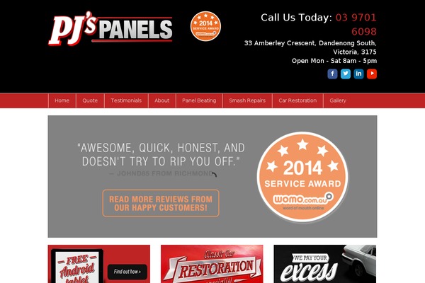 pjspanelrepair.com.au site used Pjspanels
