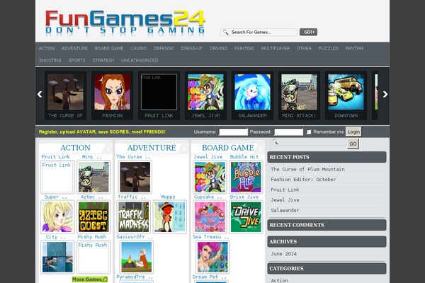 FunGames theme site design template sample