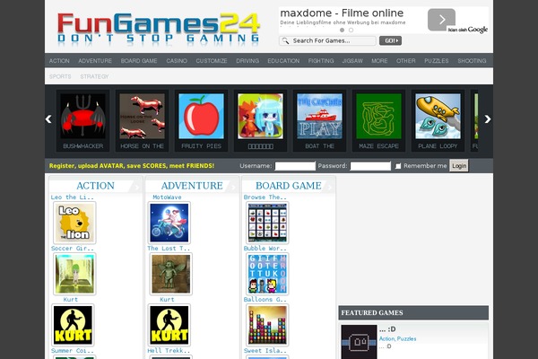 FunGames theme site design template sample