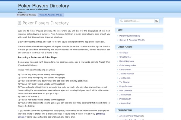 pokerplayersdirectory.com site used Homage