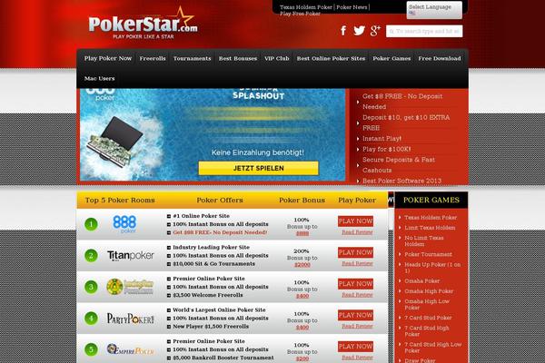 Poker theme site design template sample