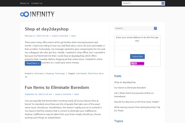 Infinity theme site design template sample
