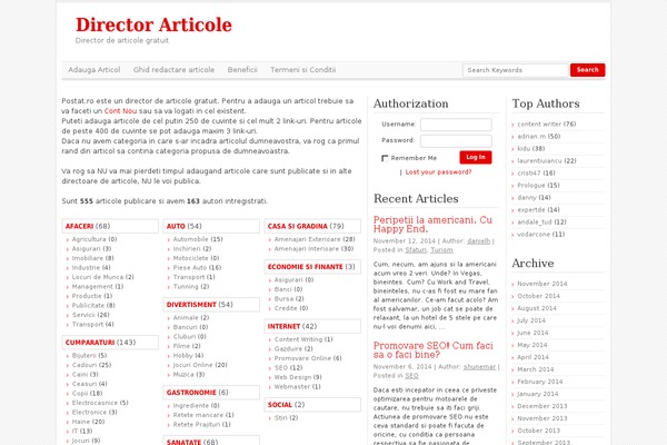 Article Directory theme site design template sample