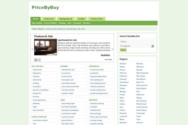 Wpclassifieds theme site design template sample
