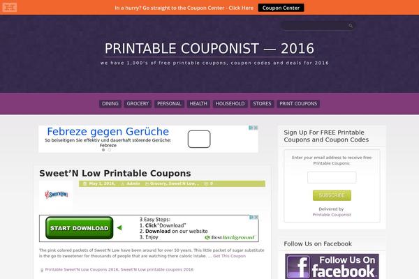 printablecouponist.com site used Purple Pro