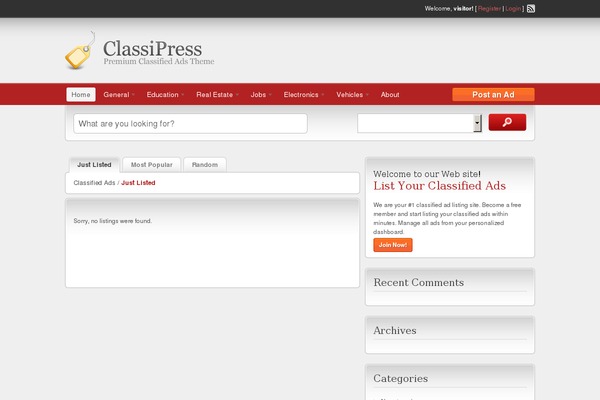 ClassiPress theme site design template sample