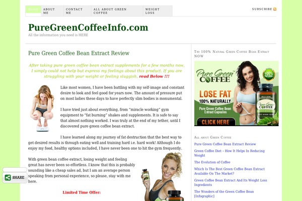 puregreencoffeeinfo.com site used Thesis_182