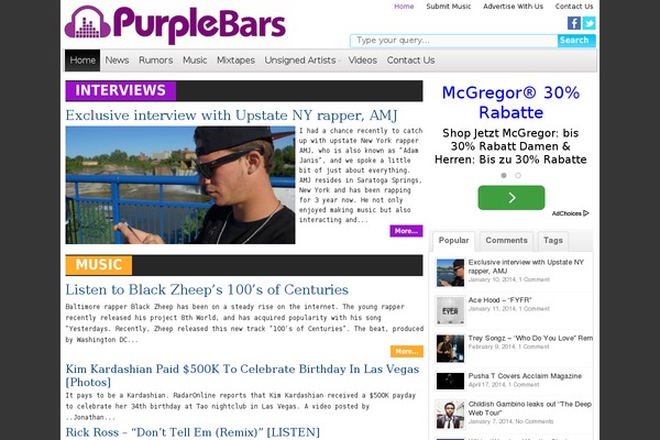 purplebars.com site used Musicnews-single