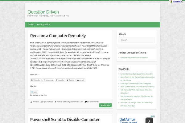 questiondriven.com site used Travelify