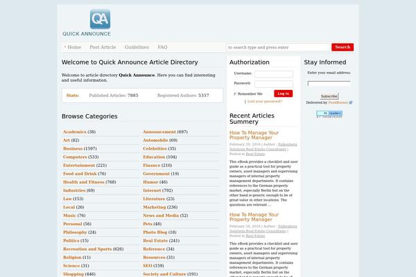 Article Directory theme site design template sample