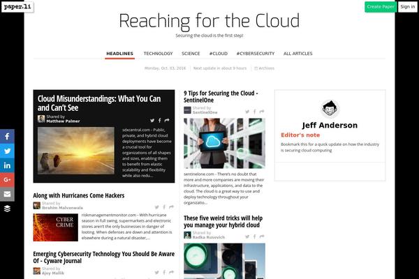 reachingforthecloud.com site used Aparatus-v2