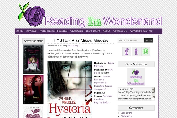 readinginwonderland.com site used Georgia Child Theme