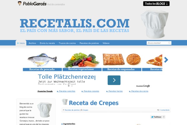Recetas theme site design template sample