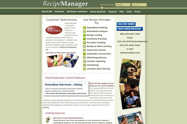 Recipe theme site design template sample